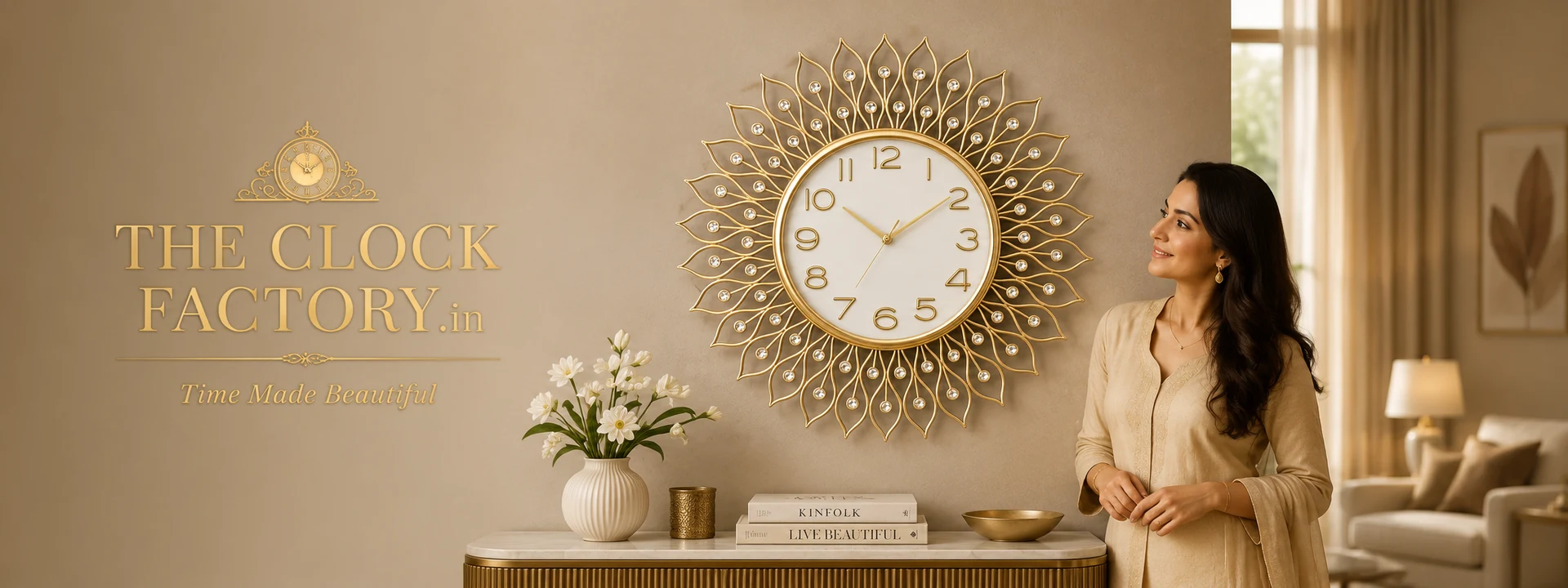Designer wall clocks styled in a modern home