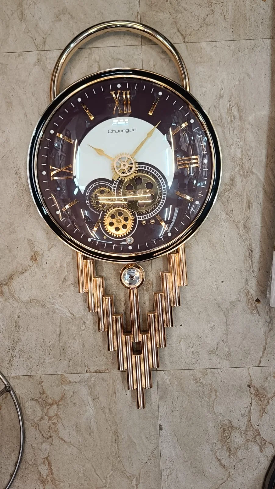 Long designer gear wall clock - The clock Factory - Wall Clock 28 inch - Wall Clock, Steampunk, Gear Clock - Image 5