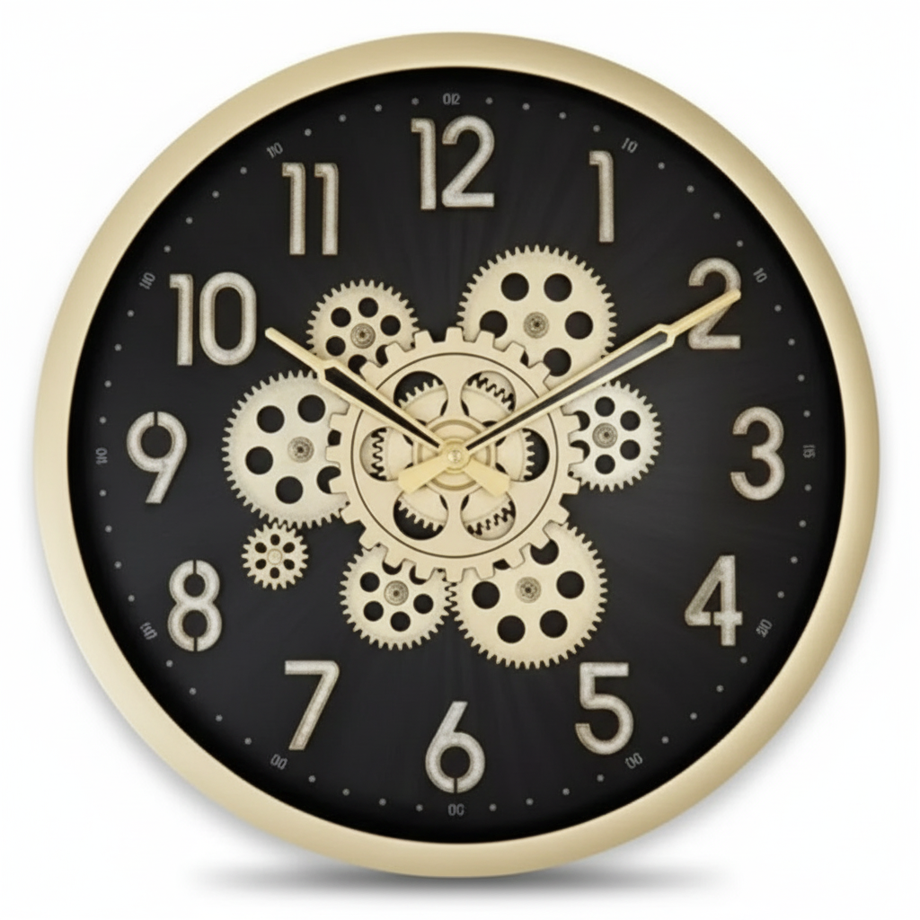 Capital 222 Gold & Black Decorative Wall Clock with Steampunk Gear Design - capital - Wall Clock - ["Steampunk", "Home Decor", "Analog Display" - Image 2