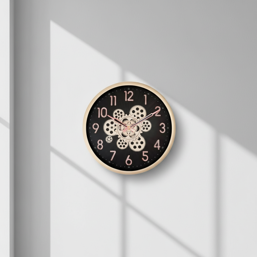Capital 222 Decorative Gear Wall Clock - Black Dial with Rose Gold Accents & Champagne Frame - capital - Clock - ["Modern Industrial", "Home Decor", "Decorative Gears" - Image 5
