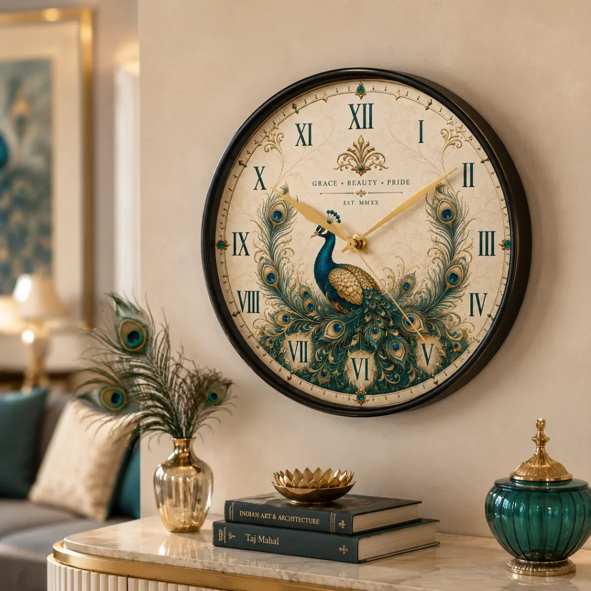 The Clock Factory Peacock Elegance Wall Clock