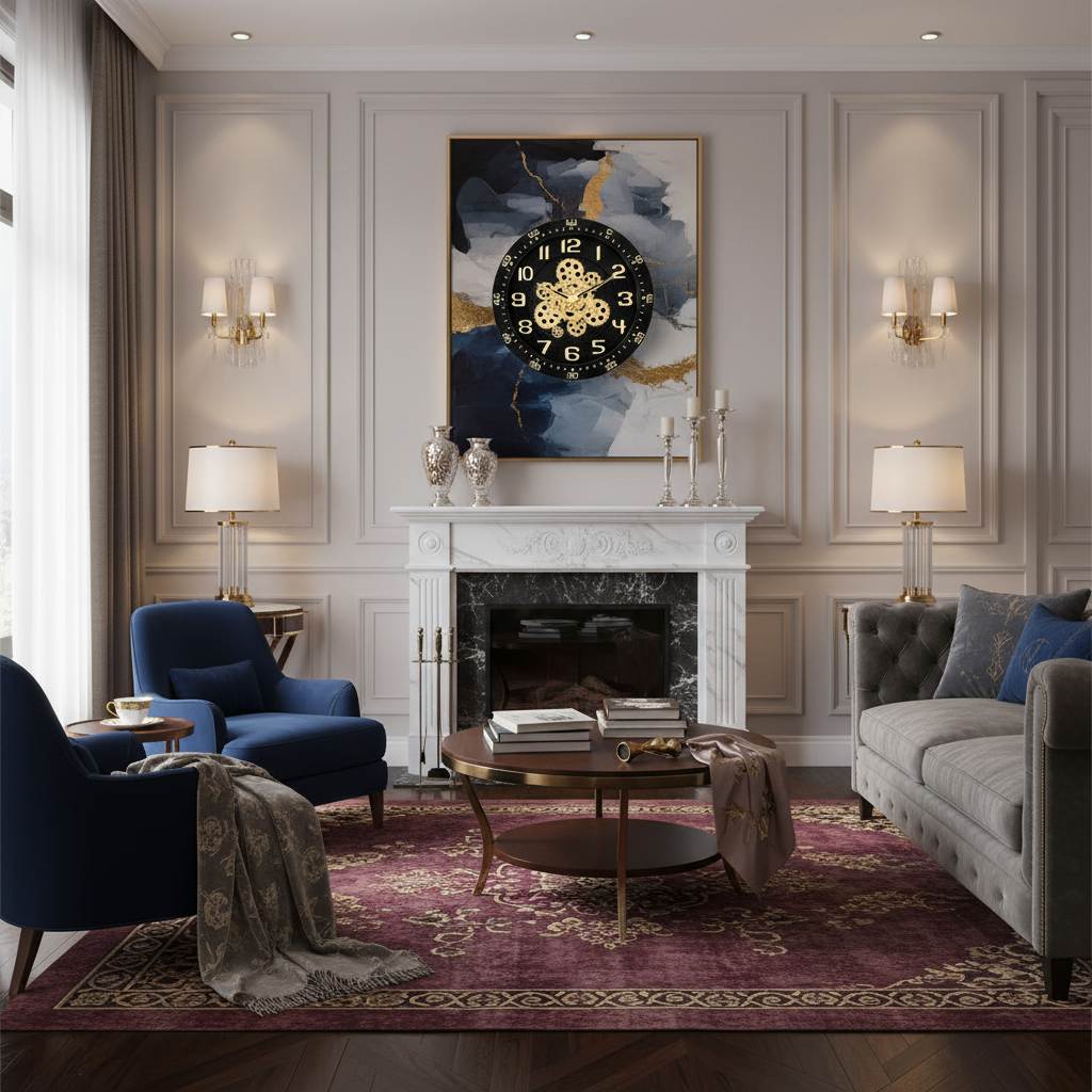 Capital 333 Industrial Style Wall Clock - Black with Decorative Bronze Gears - Decor 4