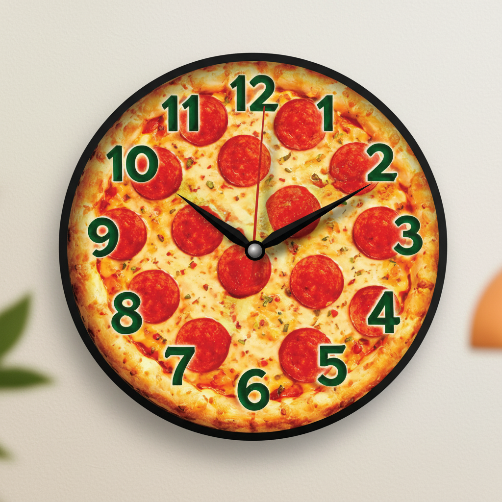 The Clock Factory tcfkitchen Pepperoni Pizza Novelty Analog Wall Clock - The clock Factory tcfkitchen-pizza