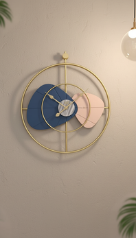 Solar SQ-60 Modern Abstract Gold Metallic Wall Clock with Blue & Pink Accents - Solar - Wall Clock  - ["Modern Style", "Abstract Design", "Home Decor" - Image 7