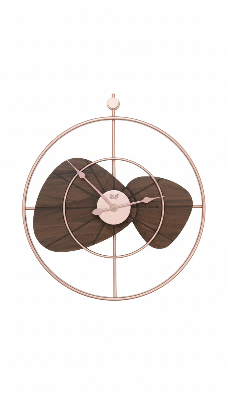 Solar SQ-60 Modern Abstract Rose Gold Metal Wall Clock - Solar - Wall Clock - ["Modern Style", "Abstract Design", "Rose Gold Finish" - Image 2