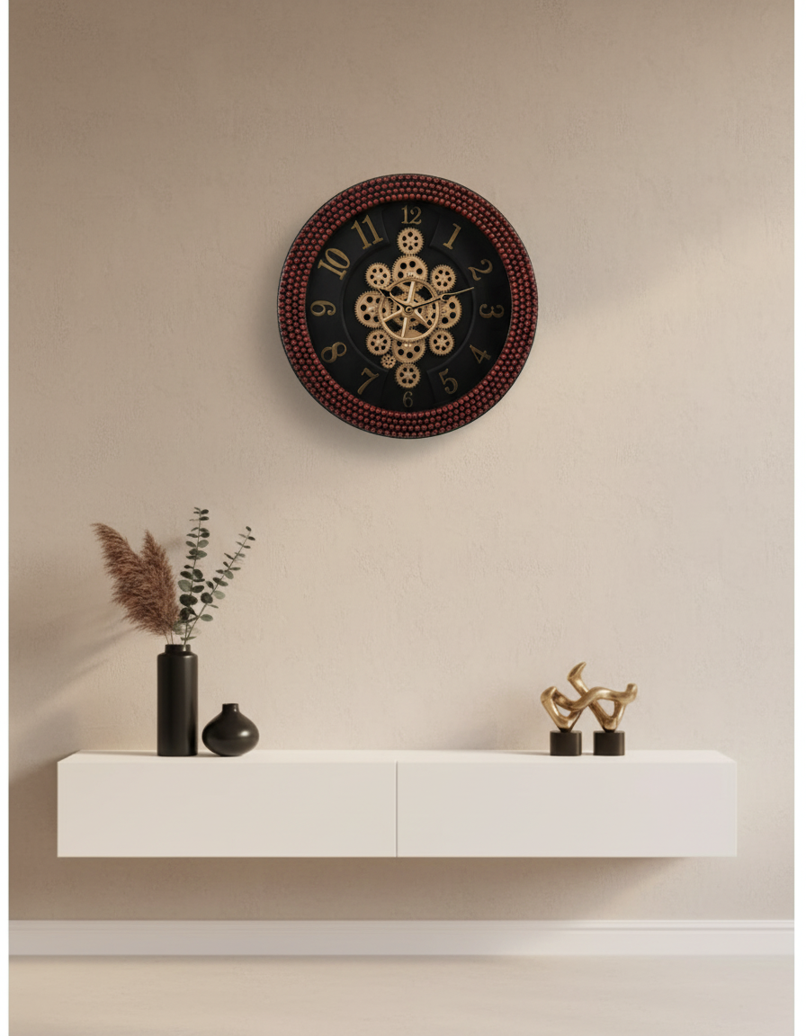 The clock Factory 3551 Ornate White Wall Clock with Visible Gears and Beaded Frame lifestyle 5