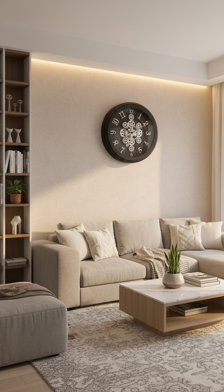 Sapna 3551 Industrial Gear Wall Clock | Black Frame Analog with Silver Gears lifestyle 1