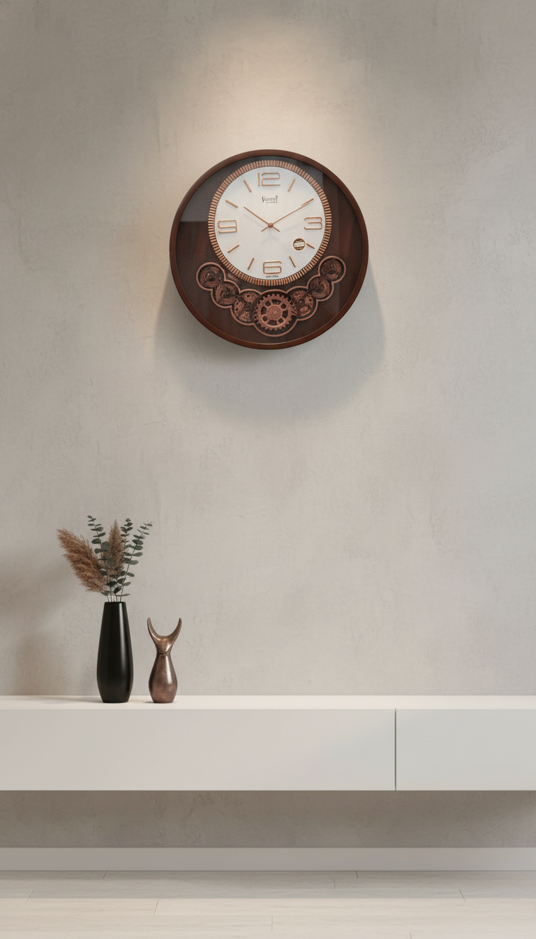 Sizzero 1811 Oval Gold & Green Decorative Wall Clock with Visible Gears, Quartz Movement - Decor 8