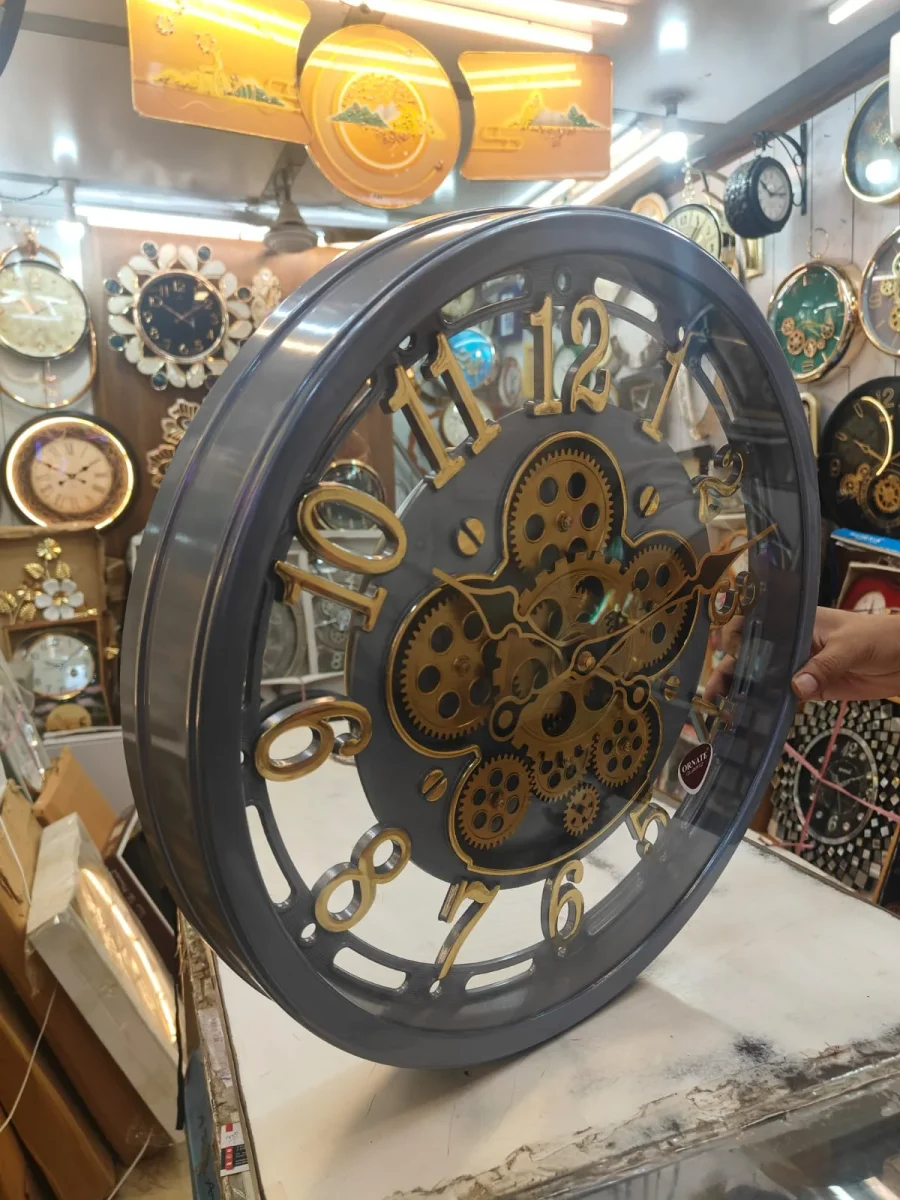 Ornate Steampunk Gear Wall Clock - Dark Gray Gold - Ornate - Wall Clock 18 inch - Wall Clock, Steampunk Decor, Exposed Gear Clock - Image 5