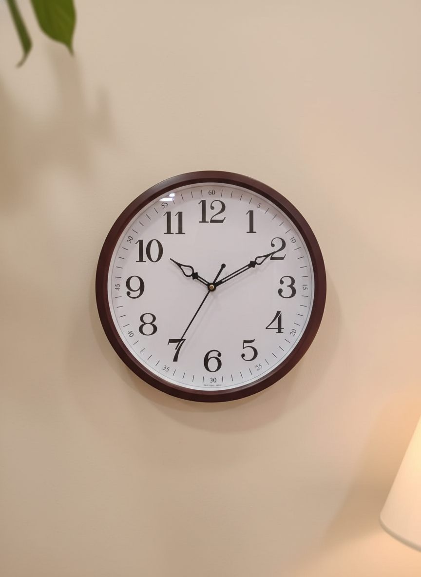 Aviva 040 Classic Round Wall Clock with Quartz Movement, Matte Brown Frame - Aviva - Wall Clock - ["Classic Style", "Home Decor", "Analog Display" - Image 2