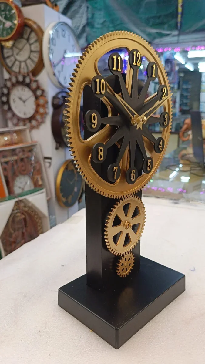Milan Steampunk Gear Design Analog Table Clock, Gold & Black - Milan - Table Clocks - ["Steampunk", "Office Decor", "Analog Display" - Image 1