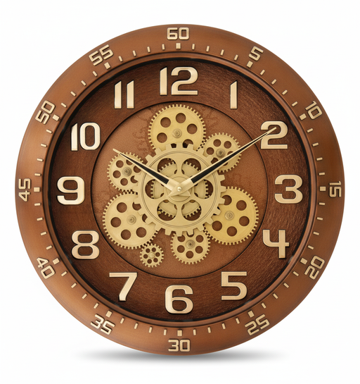 Steampunk Gear Decor Analog Wall Clock, Bronze Copper Finish