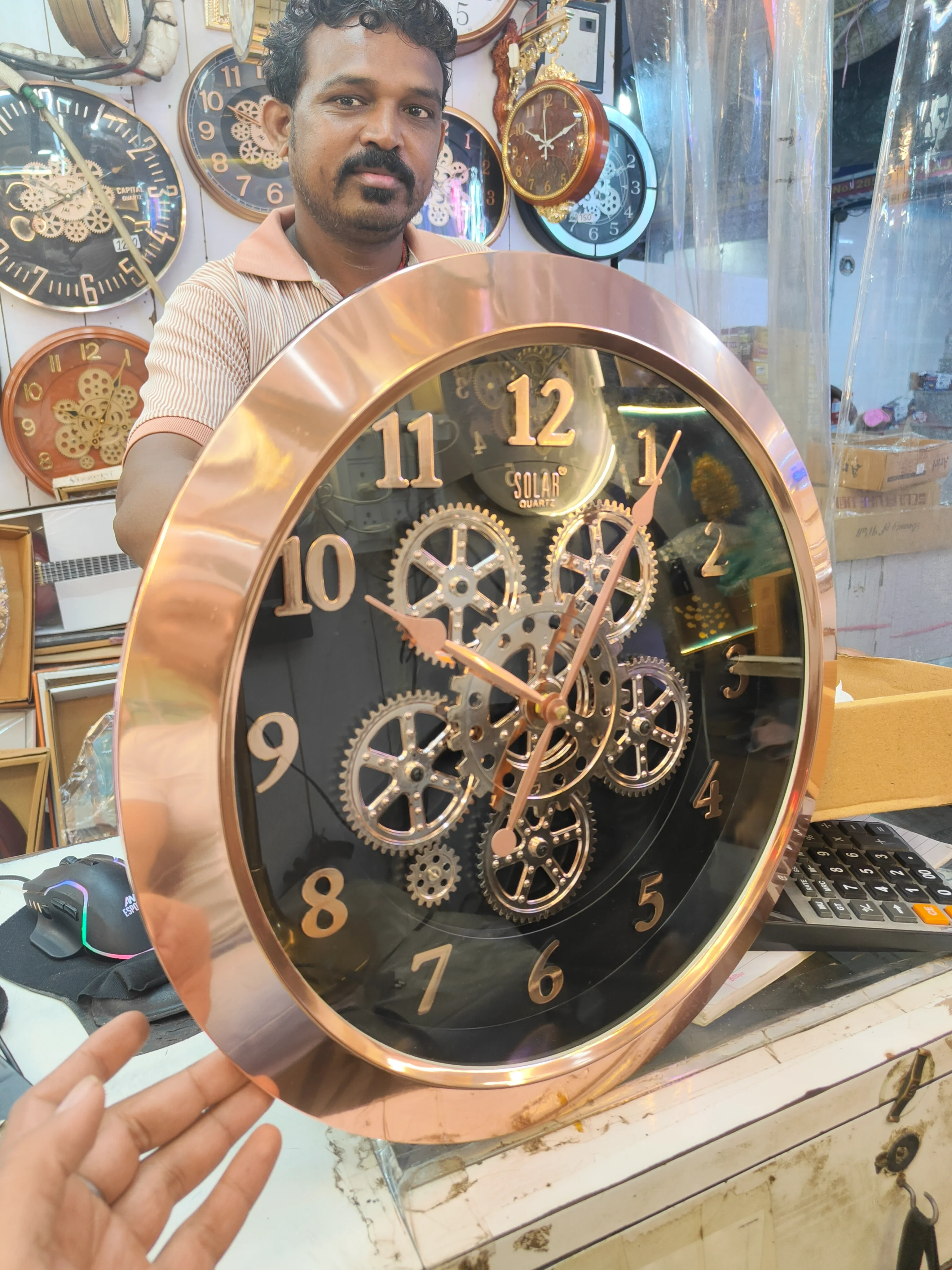 Rose Gold Gear Wall Clock - Solar SQ61 - Solar - Wall Clock 16 inch - Wall Clock, Rose Gold, Gear Clock - Image 5