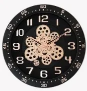 Capital 333 Industrial Style Wall Clock - Black with Decorative Bronze Gears - capital - Wall Clock - ["Industrial Style", "Home Decor", "Decorative Gears" - Image 1
