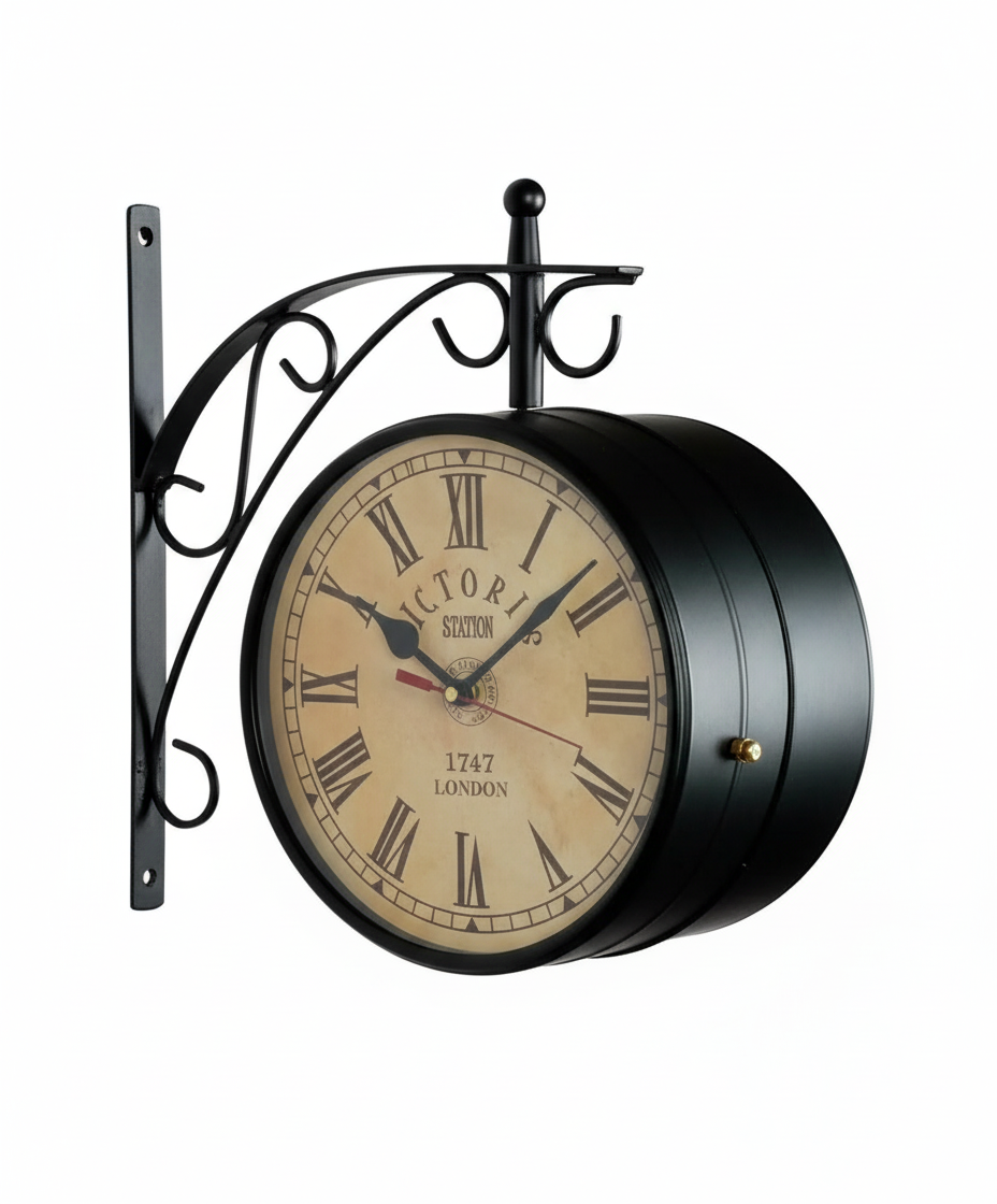 The Clock Factory VictoriaStationClock Double-Sided Vintage Wrought Iron Wall Clock - The clock Factory - Double Sided Clocks - ["Vintage", "Home Decor", "Double-Sided" - Image 6