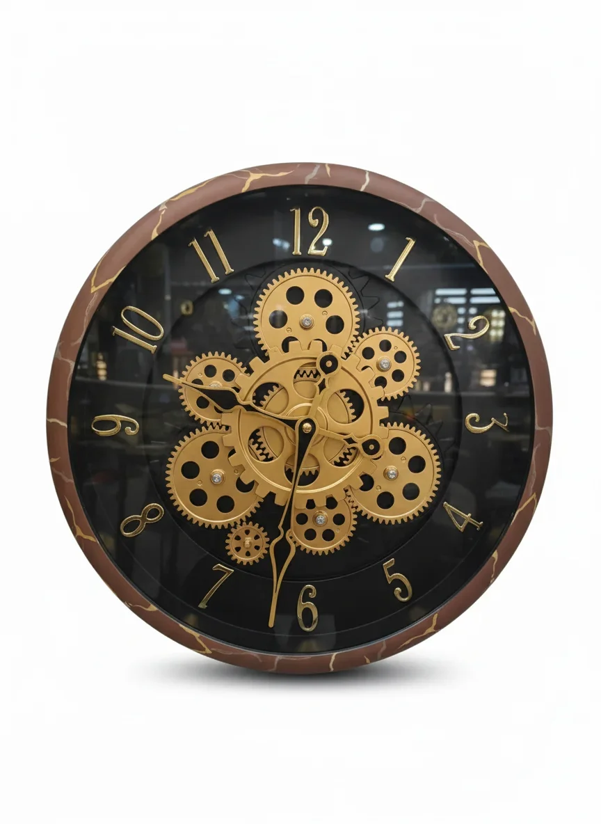 Sapna 3421 Gear Wall Clock - Brown & Gold - Sapna - Wall Clock 14 inch - Wall Clock, Gear Clock, Steampunk Clock - Image 2