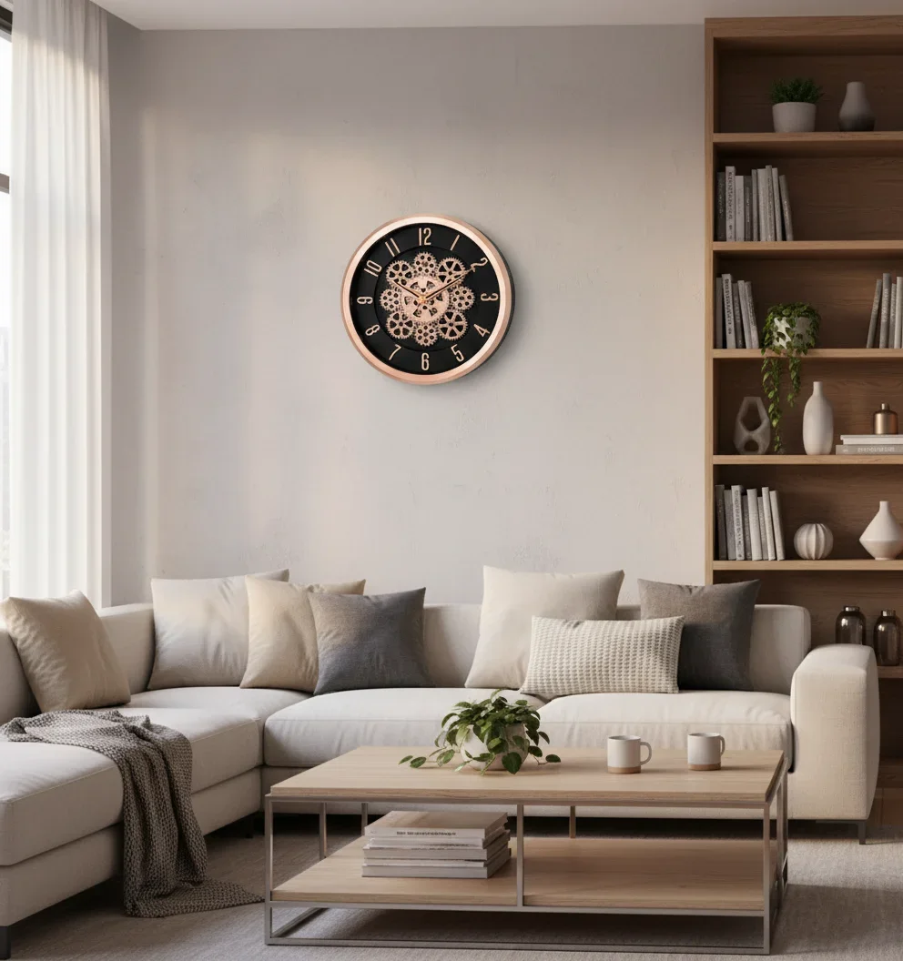 Industrial Chic Rose Gold Gear Wall Clock by Capital - Decor 1