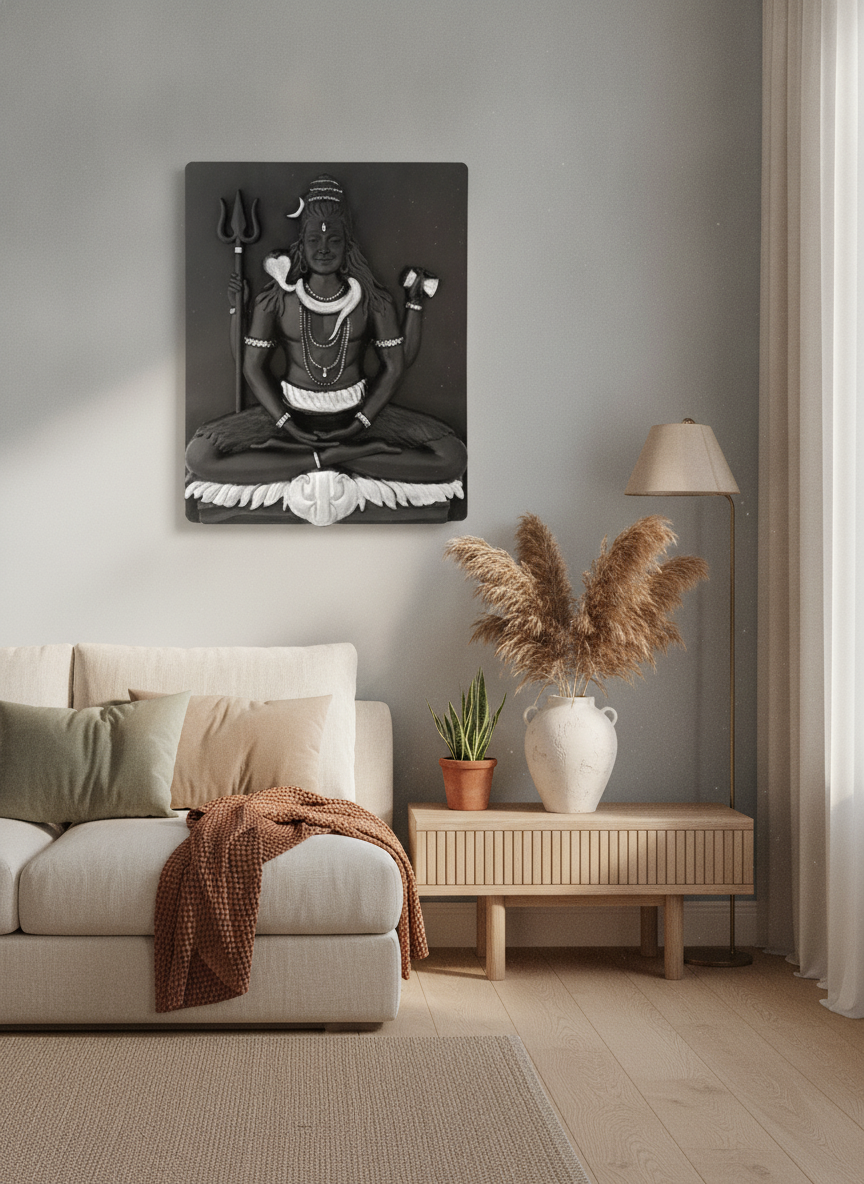 Capital Lord Shiva Grey and Silver Wall Art - Decor 12