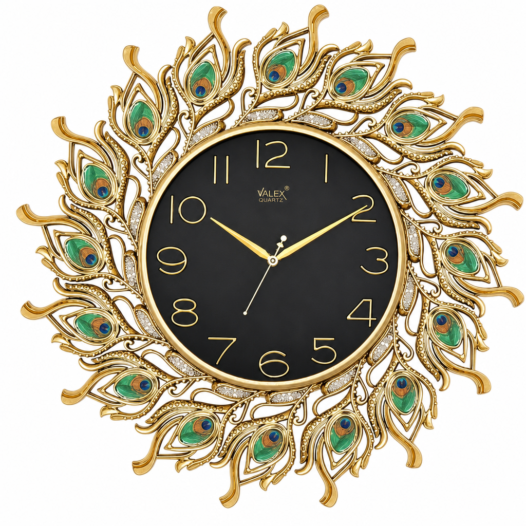 Valex 151 Decorative Peacock Feather Wall Clock