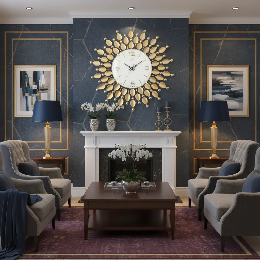 Theo 5152 Gold Leaf Wall Clock - Decor 2