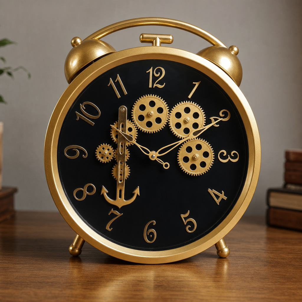 Milan h255 Gold Steampunk Wall Clock with Visible Gears on wall color