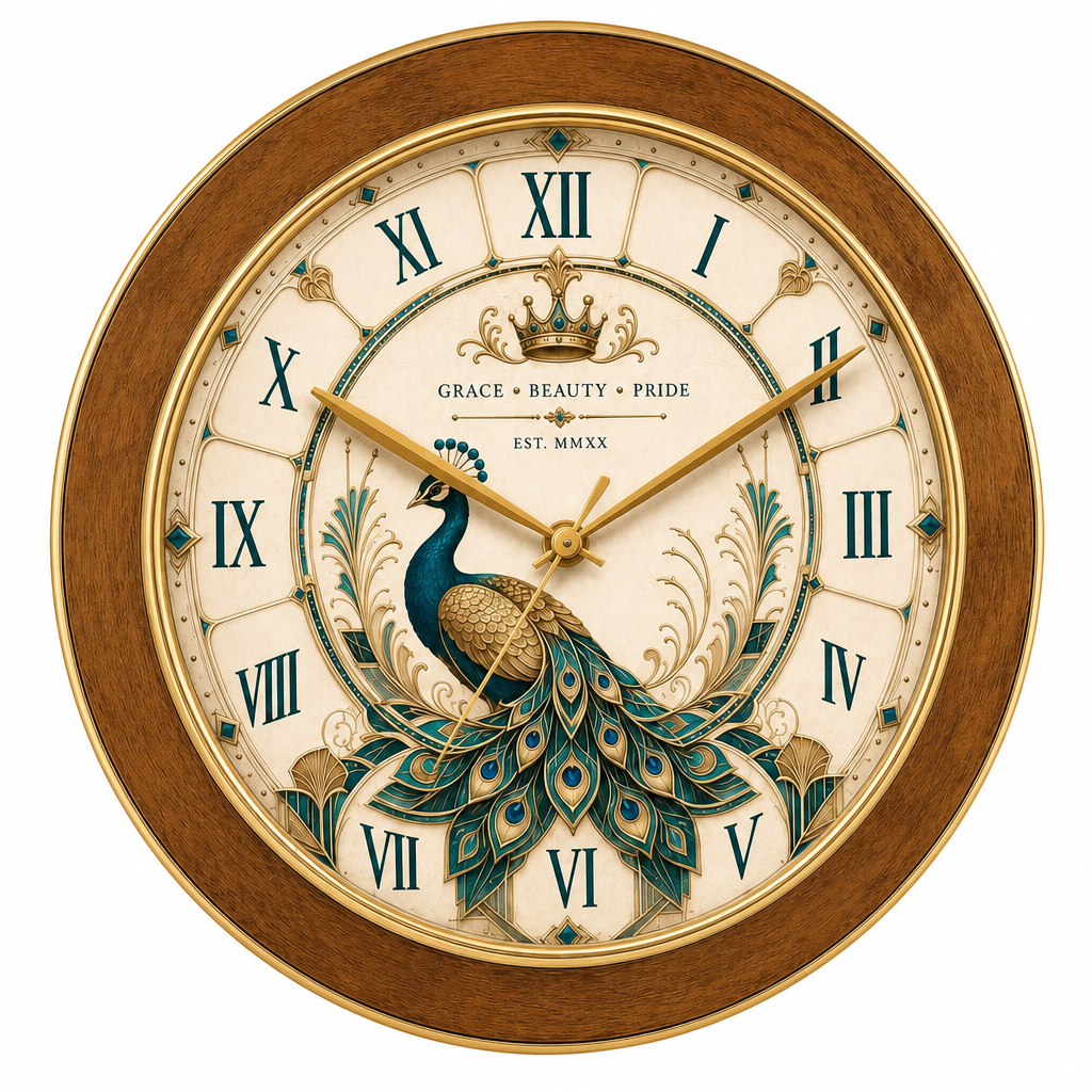 Majestic Peacock Wall Clock by The Clock Factory