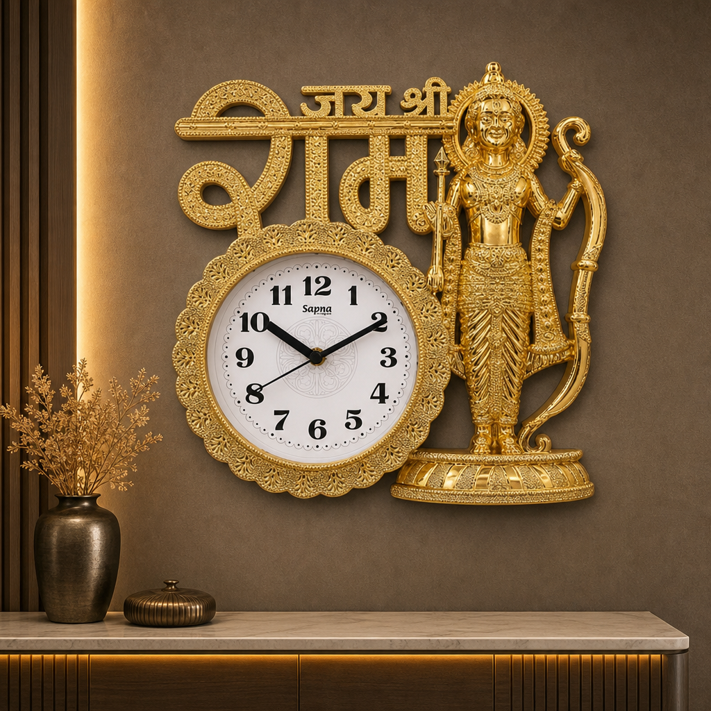 Diamond 1641 Golden Lord Rama Decorative Wall Clock - Decor 2