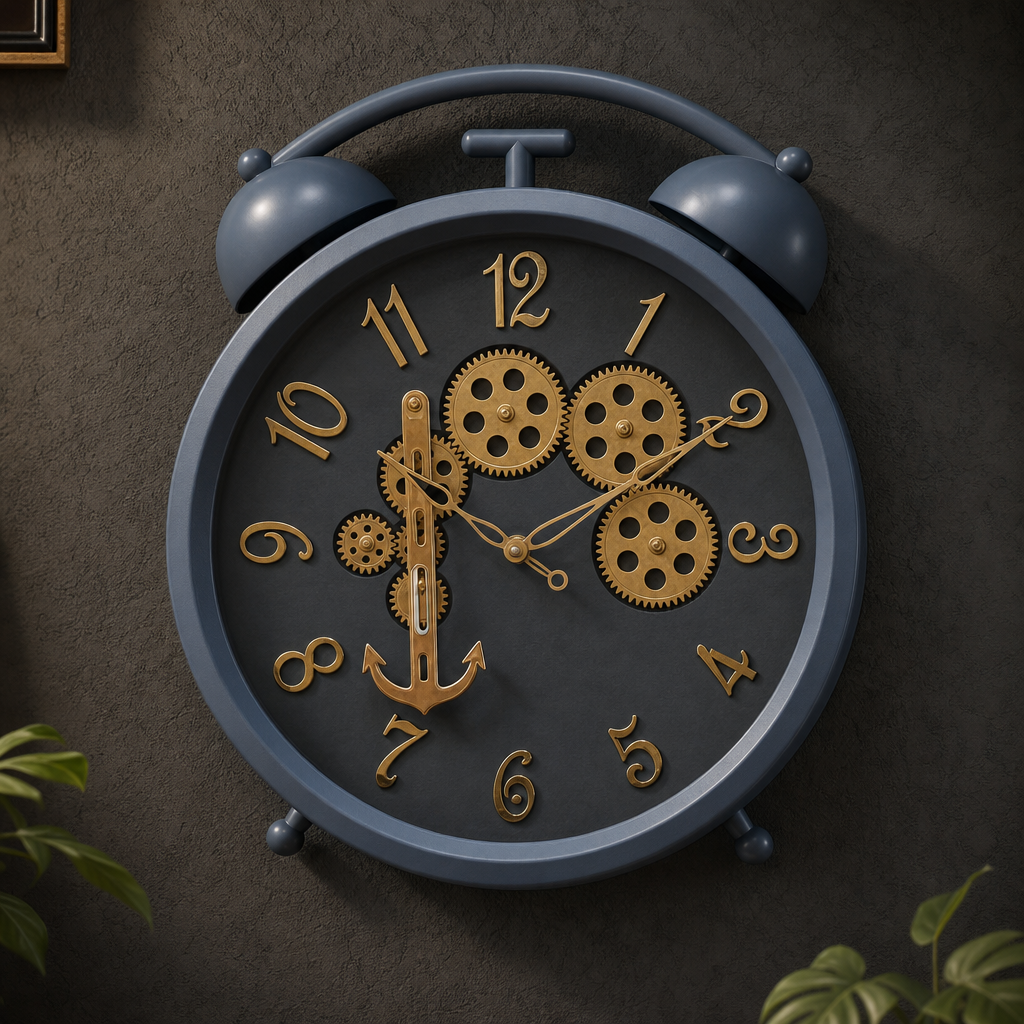 Milan h255 Gold Steampunk Wall Clock with Visible Gears - Decor 7