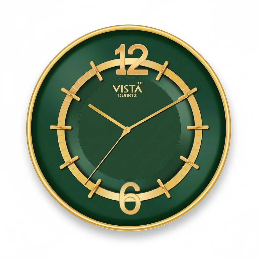 Vista 7020: Gold & Green Wall Clock - vista - Wall Clock 12 inch - Wall Clock, Vista, 7020 - Image 2