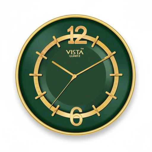 Vista 7020: Gold & Green Wall Clock key highlights