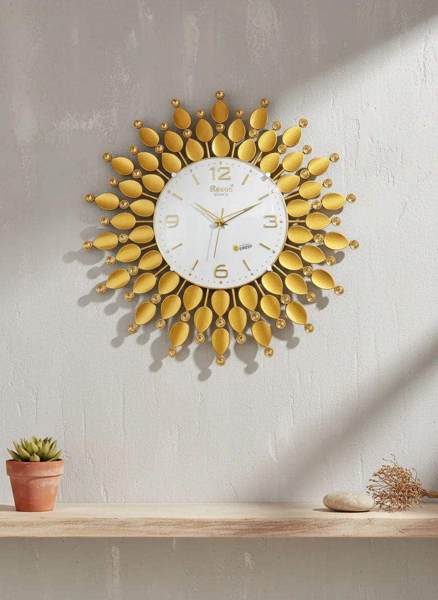 Roxon 1400 Gold Sunburst Wall Clock