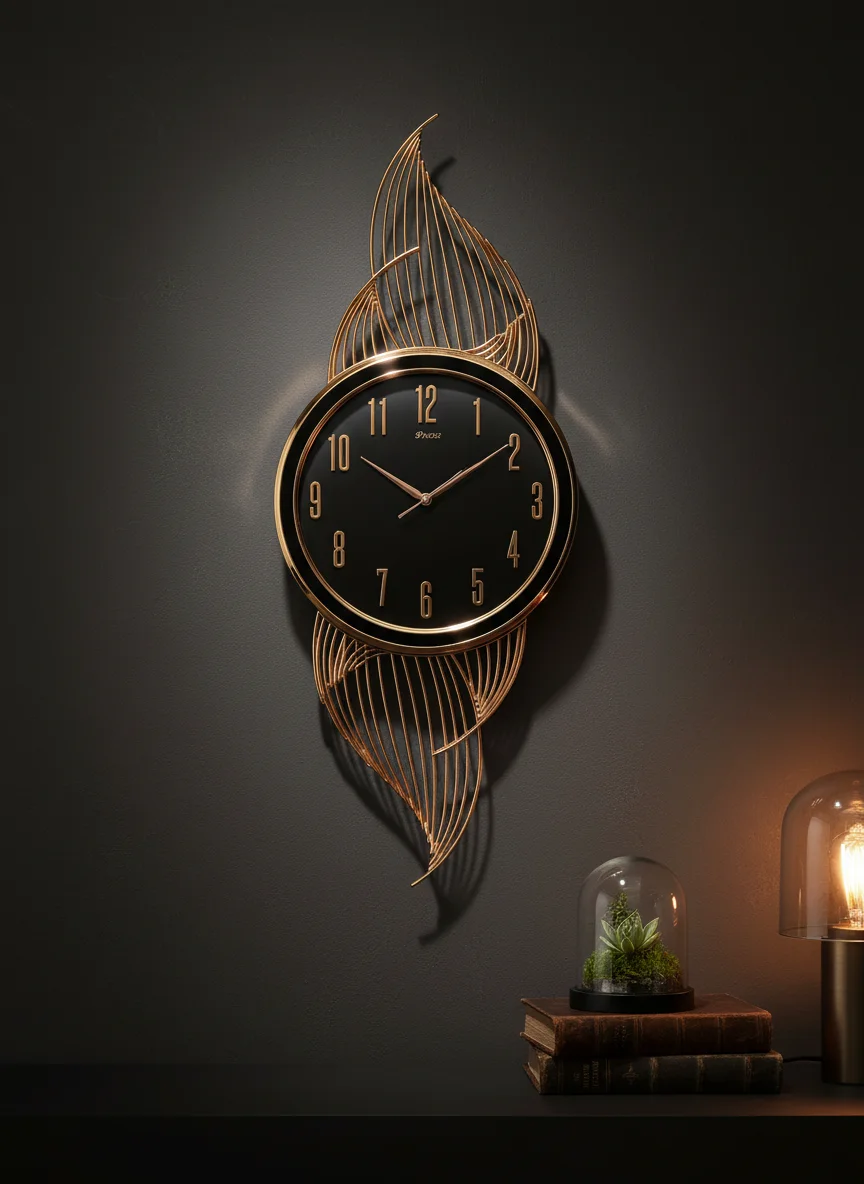 The Clock Factory SP751BU - Rose Gold Abstract Leaf Wall Clock