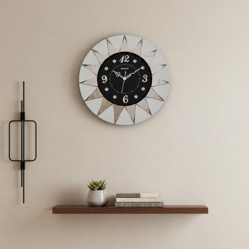 Rose Gold Sunburst Wall Clock - Surya S249 - Surya S 249-Silver - Premium Wall Clock 15.9 inch