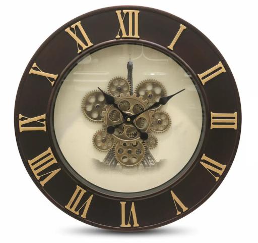 Industrial Chic Wall Clock | Exposed Gears & Eiffel Tower key highlights