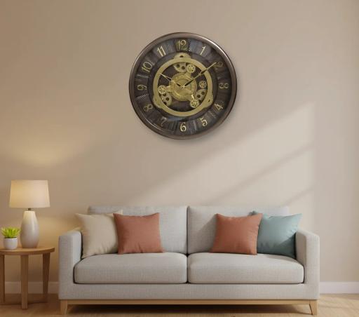 Elegant Bronze & Gold Gear Wall Clock | Milan H97 Model - Milan H97 - Premium Wall Clock 16 inch