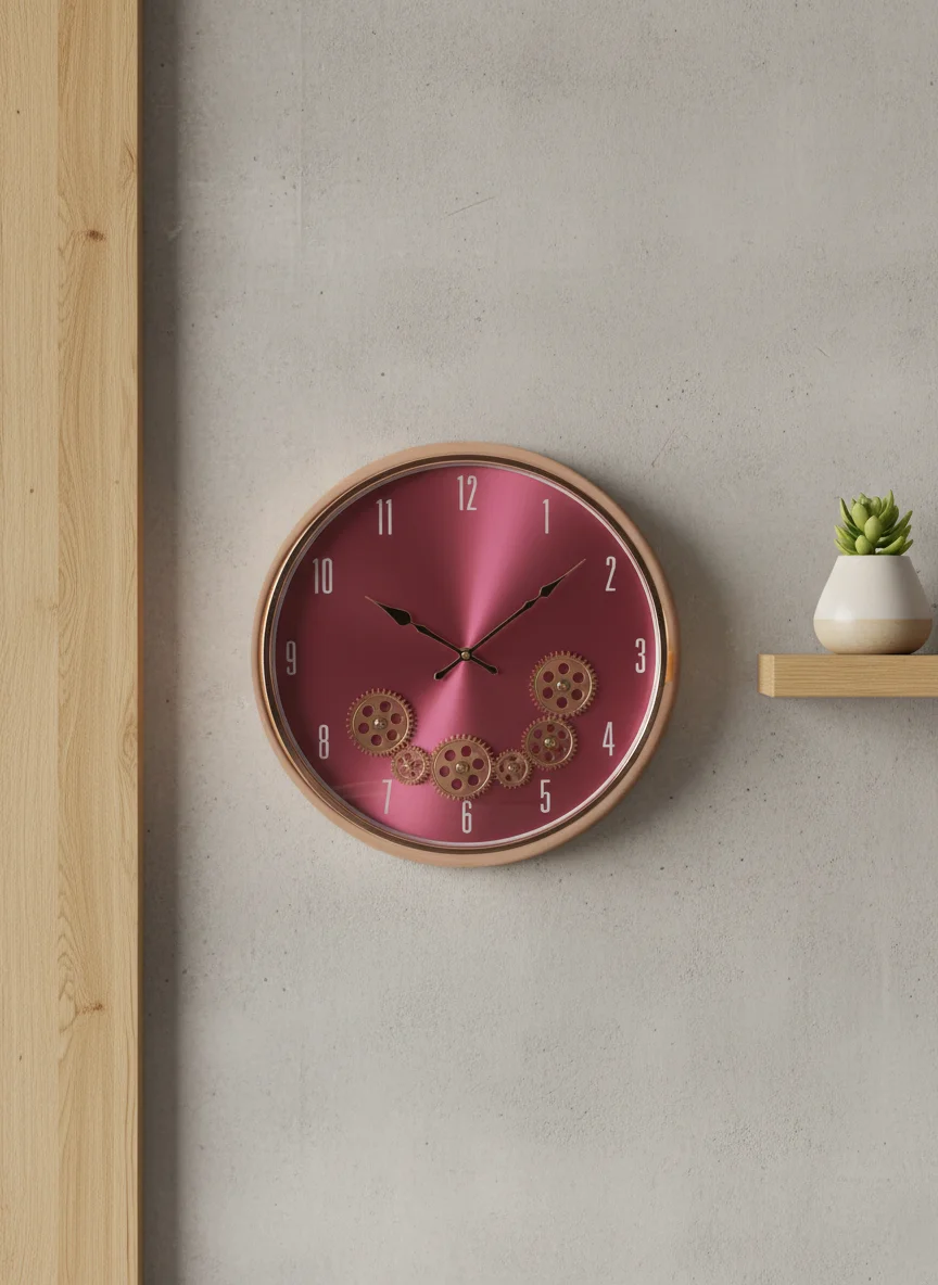 Gold Gear Wall Clock - Green Dial