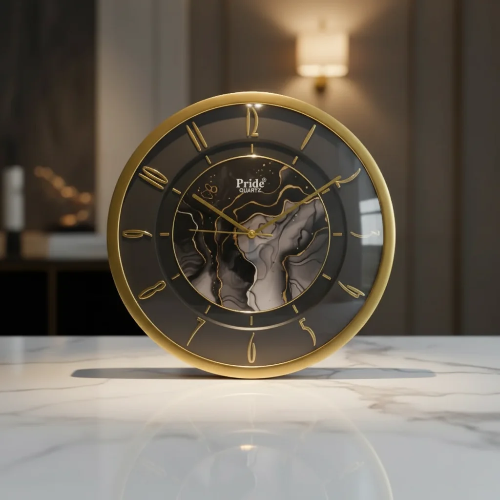 Pride 8094 Gold Marble Wall Clock