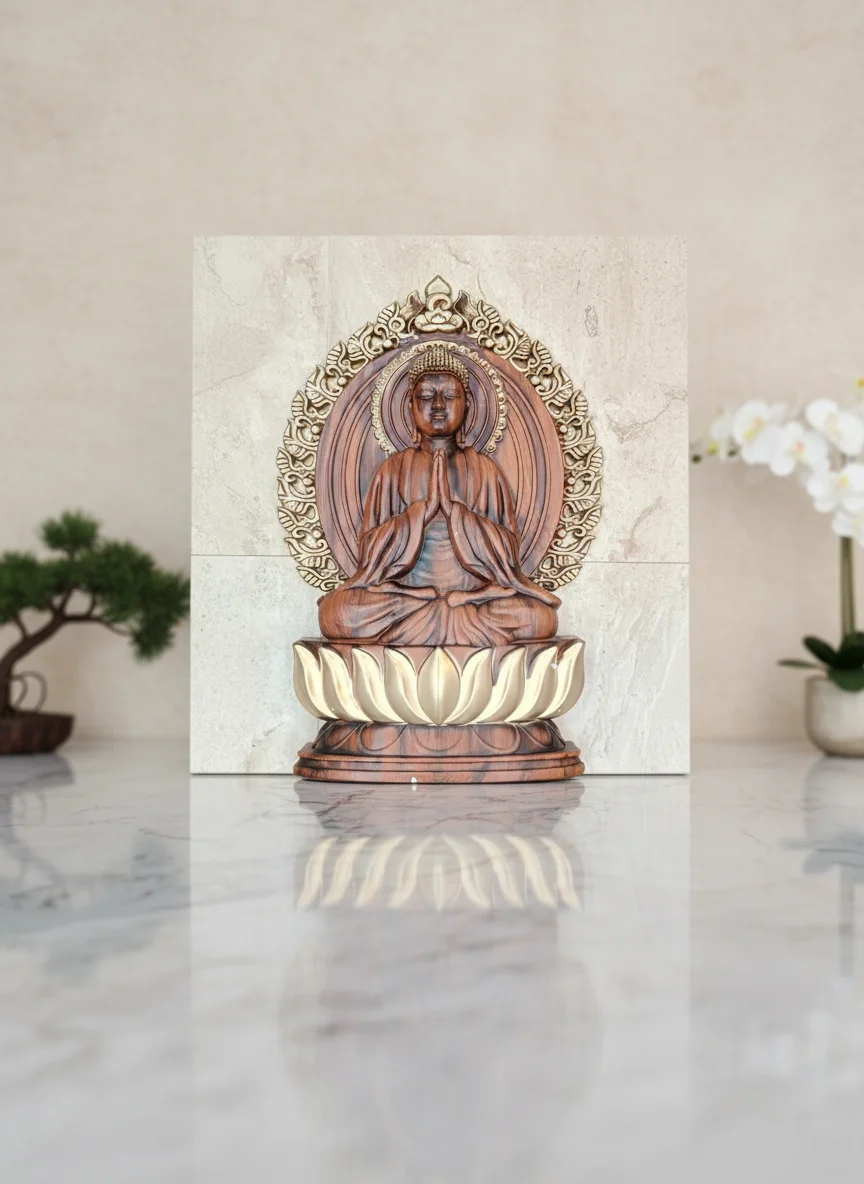 Anjali ET55 Meditating Buddha Statue with Lotus Base Wall Decor - Anjali ET55 - Premium Wall Art 