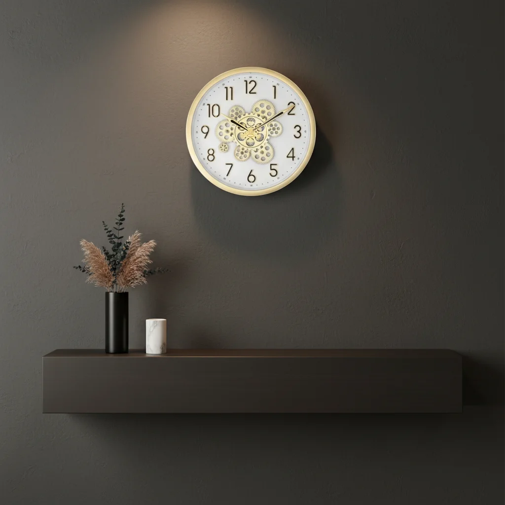 capital Decorative Wall Clock with Visible Gears, Gold Frame - Decor 5