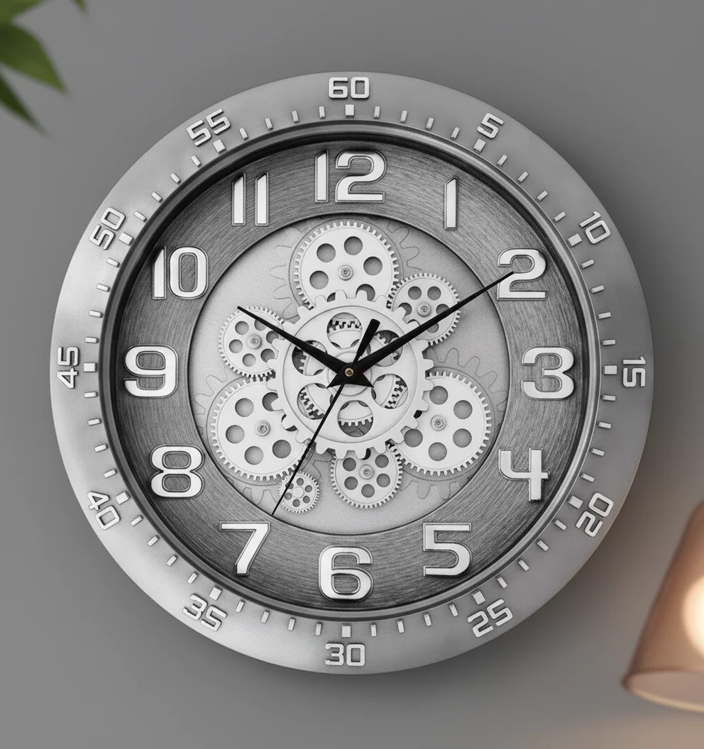 Capital 333 Industrial Gear Design Analog Wall Clock, Silver - capital - Wall Clock  - ["Industrial", "Steampunk", "Home Decor" - Image 6