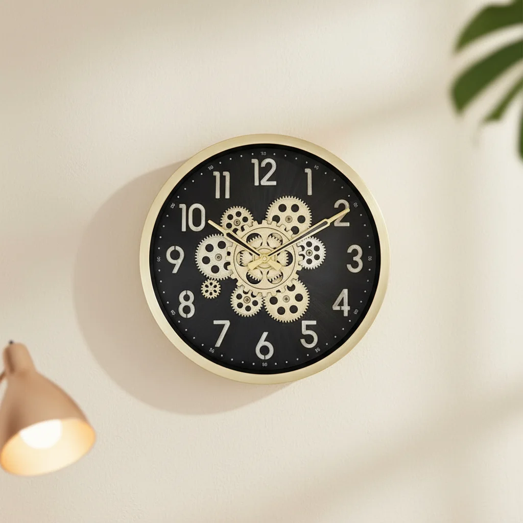 Capital 222 Gold & Black Decorative Wall Clock with Steampunk Gear Design - capital - Wall Clock - ["Steampunk", "Home Decor", "Analog Display" - Image 4