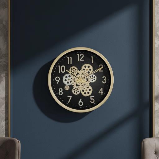 Capital 222 Gold & Black Decorative Wall Clock with Steampunk Gear Design - capital 222-black-golden - Premium Wall Clock 