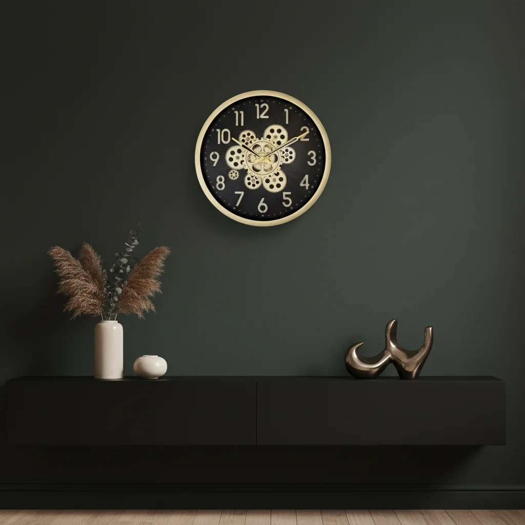 Capital 222 Gold & Black Decorative Wall Clock with Steampunk Gear Design - capital - Wall Clock - ["Steampunk", "Home Decor", "Analog Display" - Image 6