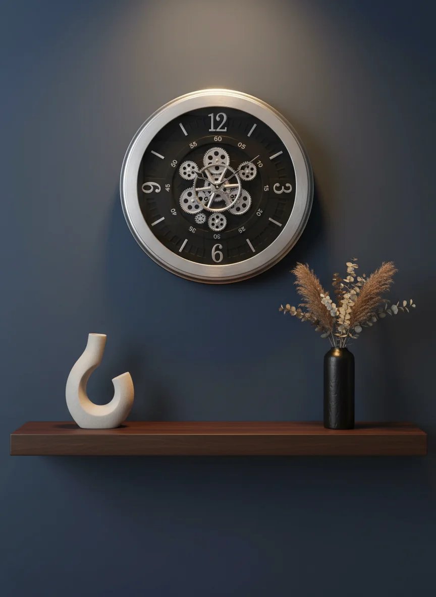 Sapna 3451 Gear Wall Clock - Silver & Black - Sapna - Wall Clock 20 inch - Wall Clock,  Gear Clock,  Metal Clock - Image 7