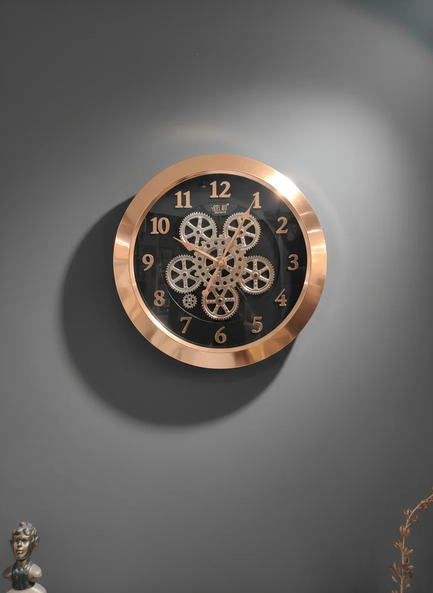 Rose Gold Gear Wall Clock - Solar SQ61