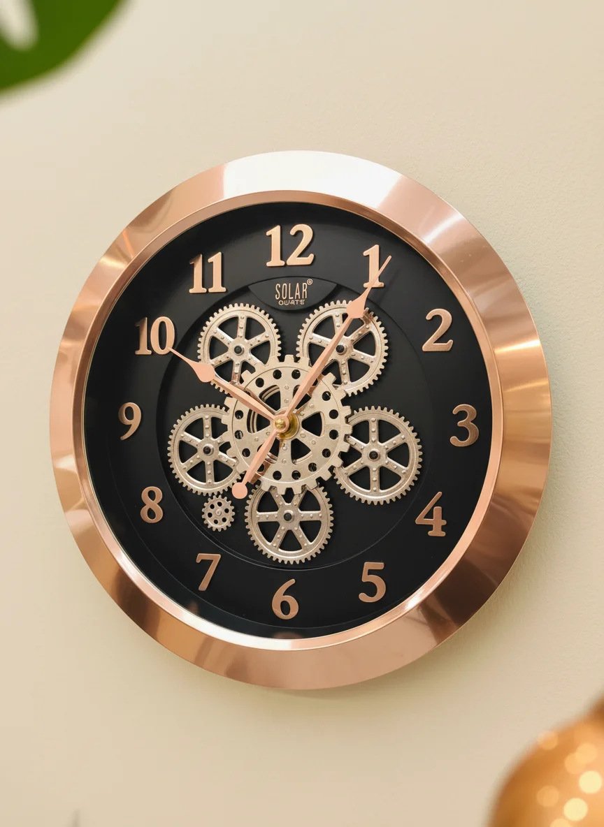 Rose Gold Gear Wall Clock - Solar SQ61 - Solar - Wall Clock 16 inch - Wall Clock, Rose Gold, Gear Clock - Image 6