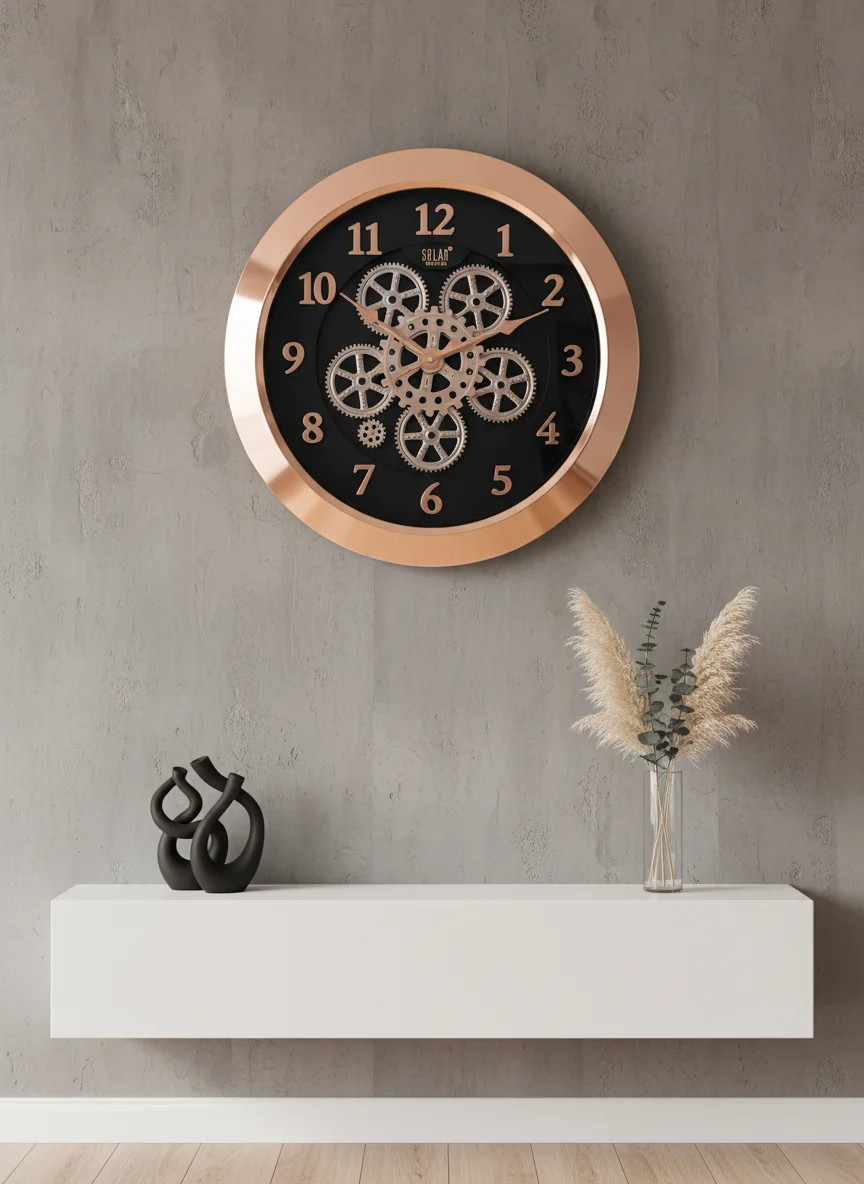 Rose Gold Gear Wall Clock - Solar SQ61 - Solar - Wall Clock 16 inch - Wall Clock, Rose Gold, Gear Clock - Image 7
