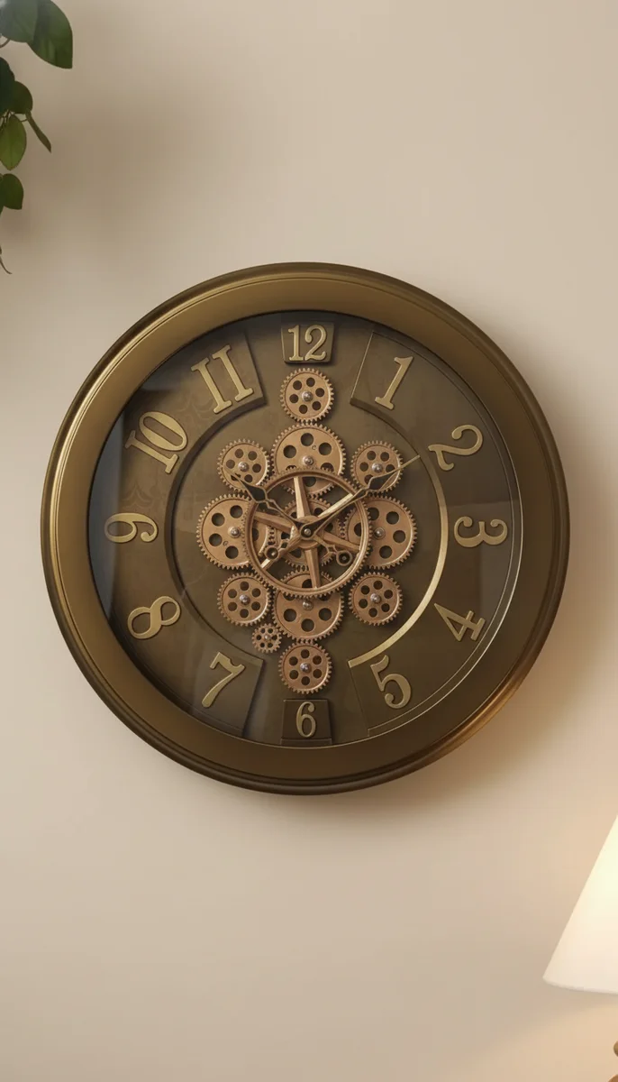 Sapna 3551 Steampunk Bronze Copper Wall Clock with Decorative Gears