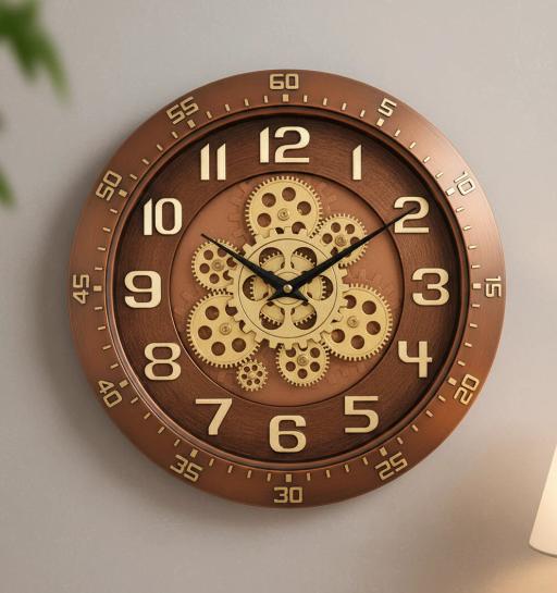 Capital 333 Steampunk Gear Decor Analog Wall Clock, Bronze Copper Finish - capital 333-rustic