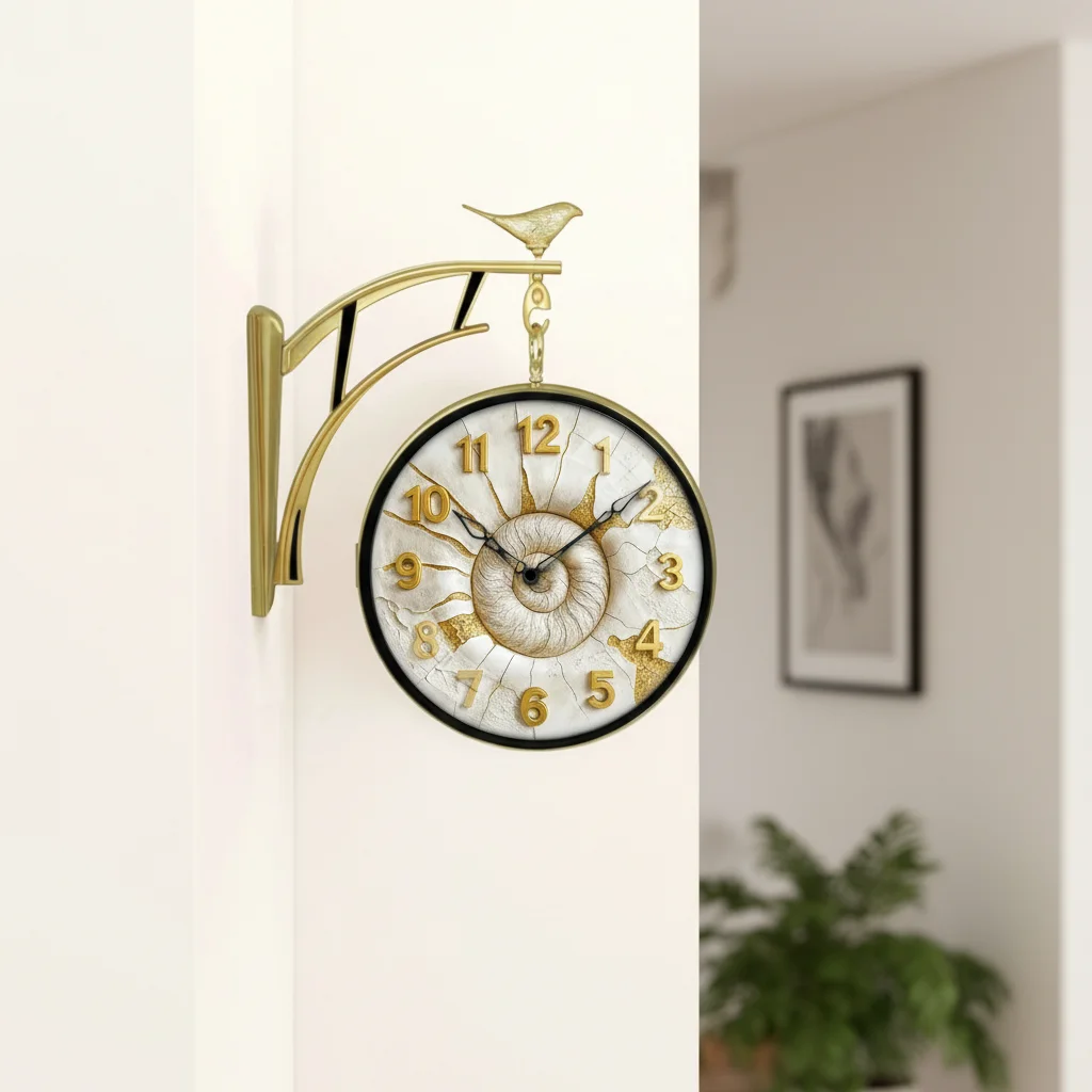 The clock Factory Gold Double Sided 12-Inch Wall Clock with Bird & Nautilus Dial - The clock Factory - Double Sided Clocks - ["Vintage Style", "Ornate Decor", "Double Sided" - Image 6